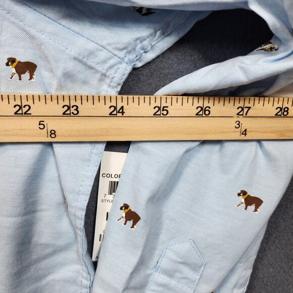 Club Room Mens Shirt Large Blue Dogs Bulldog Novelty Long Sleeve Button Up NEW - Picture 5 of 16